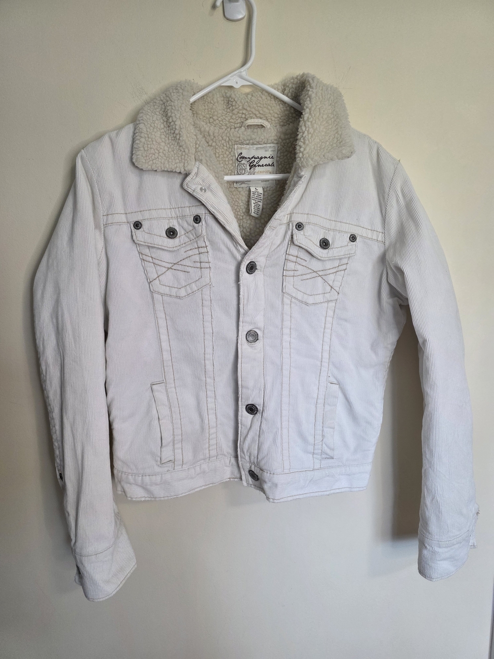 Aeropostale Off-White Sherpa-Lined Corduroy Jacket